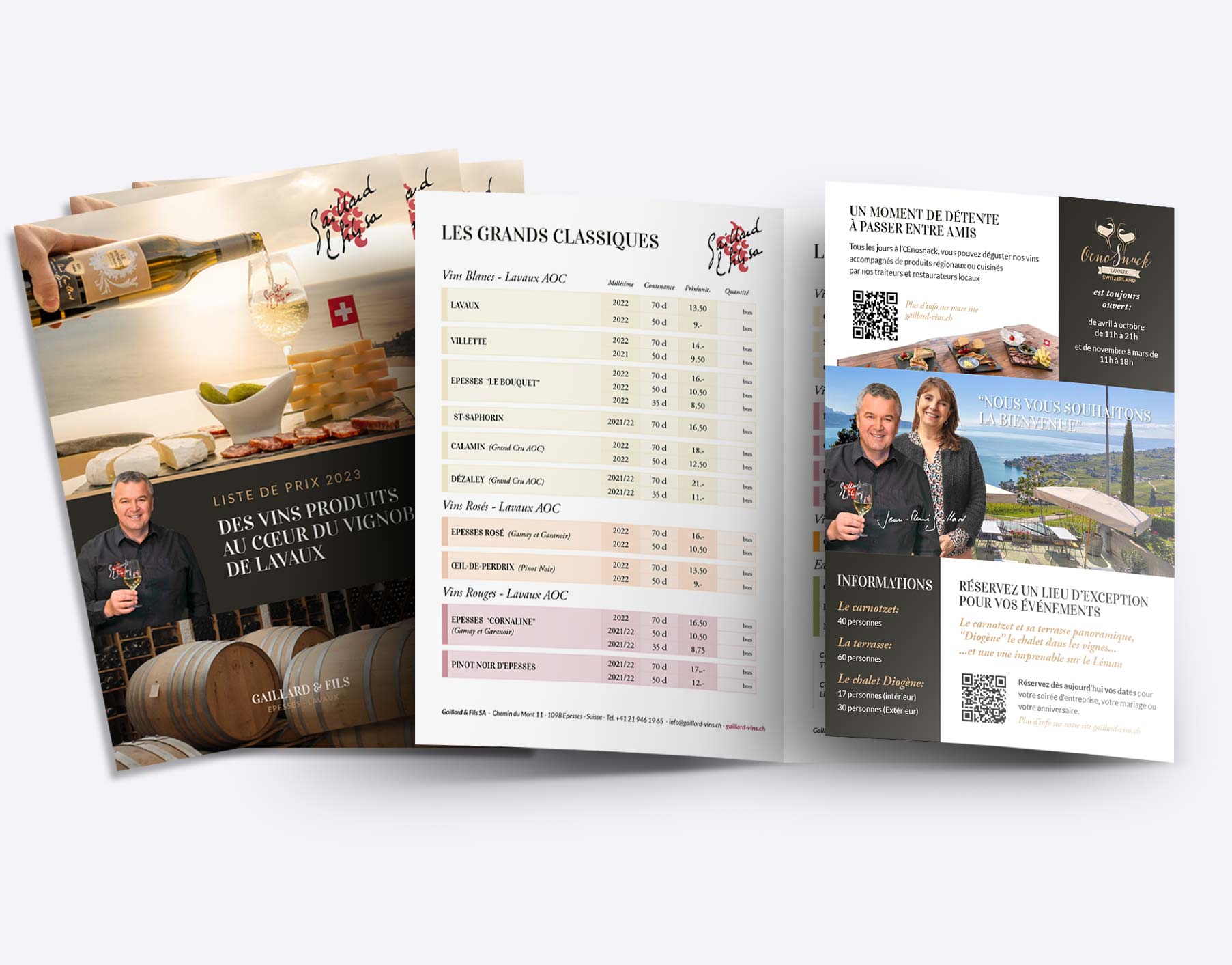 Liste de prix – Gaillard Vins, Epesses